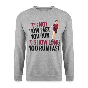 Running Runner Half Marathon - Unisex Pullover - Weißgrau meliert - Vorne - Alina (178cm) & Michal (187cm)