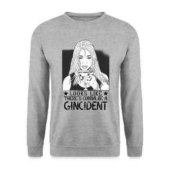 There´s Gonna Be A Gincident Funny Gin Saying - Unisex Sweatshirt - salt & pepper - Front - Alina (178cm) & Michal (187cm)