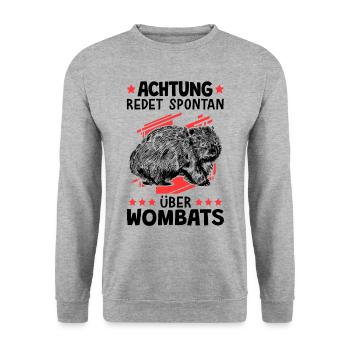 Redet über Wombat australisches Beuteltier - Unisex Pullover - Weißgrau meliert - Vorne - Alina (178cm) & Michal (187cm)