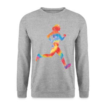 Running Runner Half Marathon Tie - Sweat-shirt Unisexe - gris chiné - Devant - Alina (178cm) & Michal (187cm)