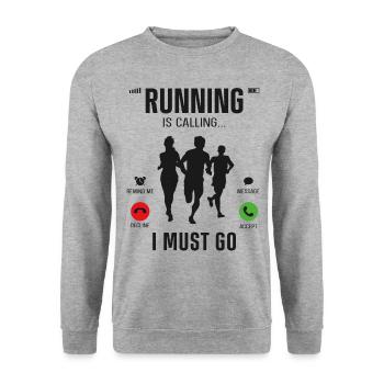 Running Runner Half Marathon Téléphone - Sweat-shirt Unisexe - gris chiné - Devant - Alina (178cm) & Michal (187cm)
