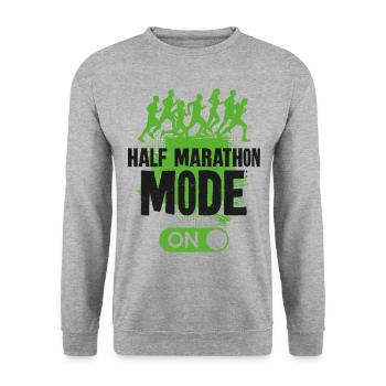 Running Runner Half Marathon - Unisex Pullover - Weißgrau meliert - Vorne - Alina (178cm) & Michal (187cm)