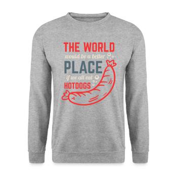 Hotdog funny saying fast food - Unisex Sweatshirt - salt & pepper - Front - Alina (178cm) & Michal (187cm)