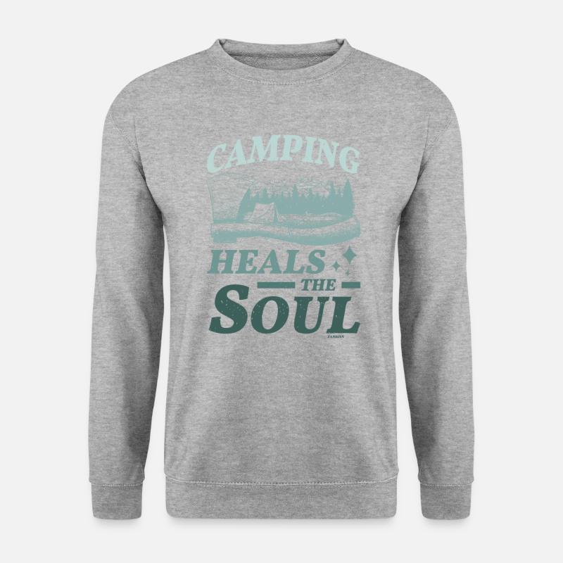 Camping heilt die Seele - Unisex Pullover - Weißgrau meliert