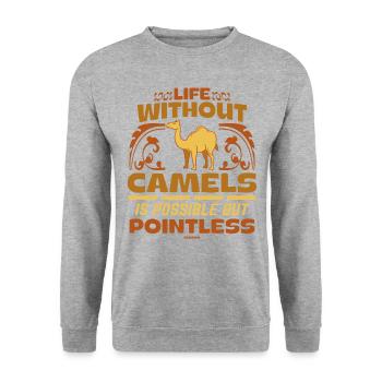 La vie sans chameaux est possible mais inutile - Sweat-shirt Unisexe - gris chiné - Devant - Alina (178cm) & Michal (187cm)