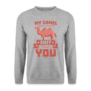 My Camel And I Talk Shit About You - Unisex Pullover - Weißgrau meliert - Vorne - Alina (178cm) & Michal (187cm)