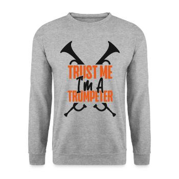 Trumpet Player Trust Me I'm A - Unisex Pullover - Weißgrau meliert - Vorne - Alina (178cm) & Michal (187cm)