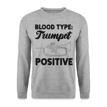 Trumpet Player Blood Type Trumpet - Unisex Pullover - Weißgrau meliert - Vorne - Alina (178cm) & Michal (187cm)