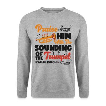 Trumpet Player Praise Him With The - Unisex Pullover - Weißgrau meliert - Vorne - Alina (178cm) & Michal (187cm)
