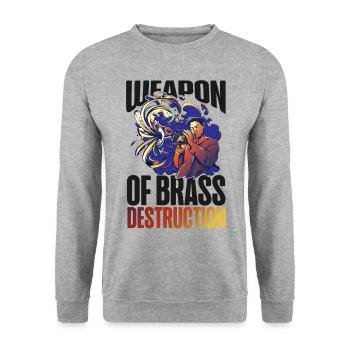 Trumpet Player Pun Weapon Of Brass - Unisex Pullover - Weißgrau meliert - Vorne - Alina (178cm) & Michal (187cm)