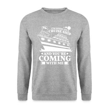 du kommst mit mir auf eine Kreuzfahrt - Unisex Pullover - Weißgrau meliert - Vorne - Alina (178cm) & Michal (187cm)