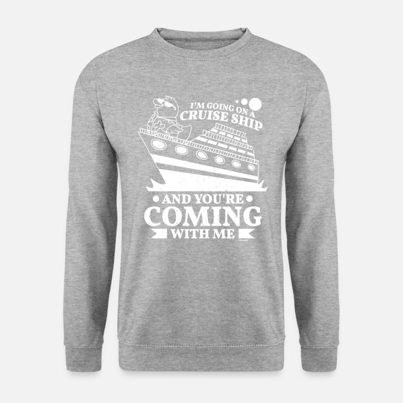 du kommst mit mir auf eine Kreuzfahrt - Unisex Pullover - Weißgrau meliert