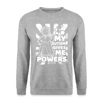 Kinder Autisten Asperger Superheld - Unisex Pullover - Weißgrau meliert - Vorne - Alina (178cm) & Michal (187cm)