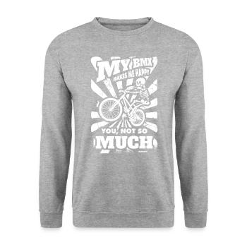 Dicton cool du motard de BMX - Sweat-shirt Unisexe - gris chiné - Devant - Alina (178cm) & Michal (187cm)