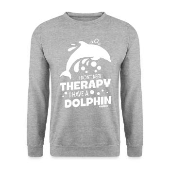 Delfin Delfinschule Säugetier Meer Delfinarium - Unisex Pullover - Weißgrau meliert - Vorne - Alina (178cm) & Michal (187cm)