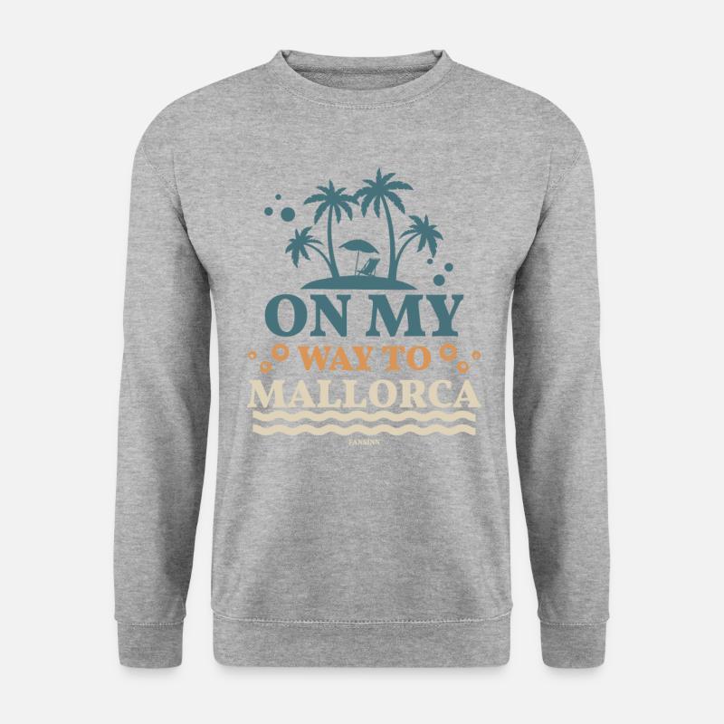 bin auf dem Weg nach Mallorca - Unisex Pullover - Weißgrau meliert