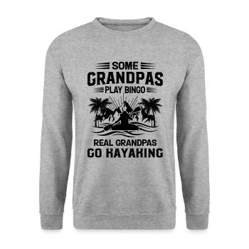 Some Grandpas Play Bingo Real Grandpas Go Kayaking - Unisex Pullover - Weißgrau meliert - Vorne - Alina (178cm) & Michal (187cm)