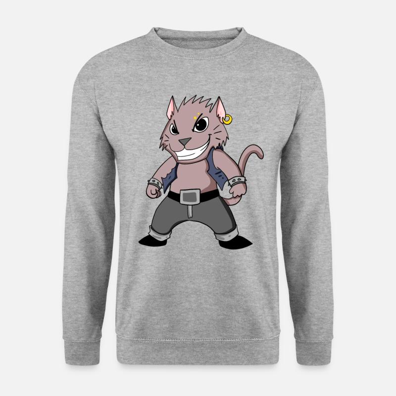 Cool Katze - Unisex Pullover - Weißgrau meliert