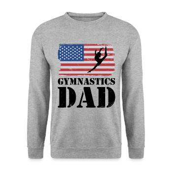 Dad Father Graphic Gymnast Gymnastics Acrobat Acro - Unisex Pullover - Weißgrau meliert - Vorne - Alina (178cm) & Michal (187cm)