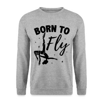 Born To Fly Graphic Acrobatics Acrobat Gymnastics - Unisex Pullover - Weißgrau meliert - Vorne - Alina (178cm) & Michal (187cm)