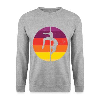Retro Graphic Gymnast Gymnastics Acrobat Acrobatic - Unisex Pullover - Weißgrau meliert - Vorne - Alina (178cm) & Michal (187cm)
