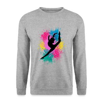 Retro Graphic Gymnast Gymnastics Acrobat Acrobatic - Unisex Pullover - Weißgrau meliert - Vorne - Alina (178cm) & Michal (187cm)