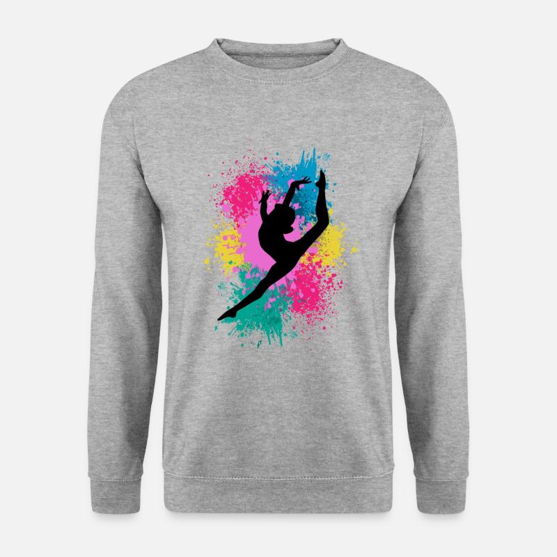 Retro Graphic Gymnast Gymnastics Acrobat Acrobatic - Unisex Pullover - Weißgrau meliert