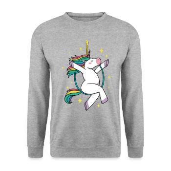 Unicorn Graphic Gymnast Gymnastics Acrobat Acrobat - Unisex Pullover - Weißgrau meliert - Vorne - Alina (178cm) & Michal (187cm)