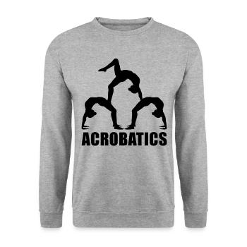 Retro Graphic Gymnast Gymnastics Acrobat Acrobatic - Unisex Pullover - Weißgrau meliert - Vorne - Alina (178cm) & Michal (187cm)