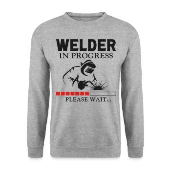 Welder Welding Apprentice Vintage - Unisex Pullover - Weißgrau meliert - Vorne - Alina (178cm) & Michal (187cm)