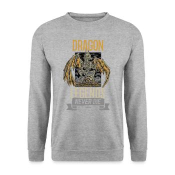 Dragon Legends Never Die - Unisex Pullover - Weißgrau meliert - Vorne - Alina (178cm) & Michal (187cm)