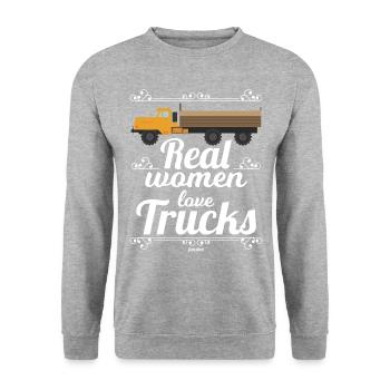 Real Women Love Trucks - Unisex Sweatshirt - salt & pepper - Front - Alina (178cm) & Michal (187cm)