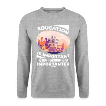 Education Is Important But Farming Is Importanter - Unisex Pullover - Weißgrau meliert - Vorne - Alina (178cm) & Michal (187cm)