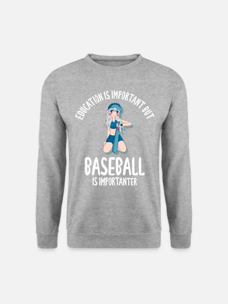 Education Is Important But Baseball - Unisex Pullover - Weißgrau meliert