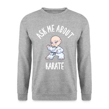 Ask Me About Karate - Unisex Pullover - Weißgrau meliert - Vorne - Alina (178cm) & Michal (187cm)