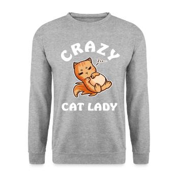 Crazy Cat Lady - Sweat-shirt Unisexe - gris chiné - Devant - Alina (178cm) & Michal (187cm)