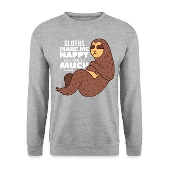 Les paresseux me rendent heureux tu pas tellement - Sweat-shirt Unisexe - gris chiné - Devant - Alina (178cm) & Michal (187cm)