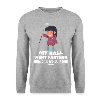 Girl Playing Golf Golfer Golf Ball Saying - Unisex Sweatshirt - salt & pepper - Front - Alina (178cm) & Michal (187cm)