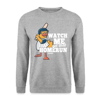 Duck Bird Baseball Gift - Unisex Sweatshirt - salt & pepper - Front - Alina (178cm) & Michal (187cm)