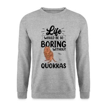 Quokka langweilig ohne Beuteltier Quokka - Unisex Pullover - Weißgrau meliert - Vorne - Alina (178cm) & Michal (187cm)