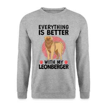 Tout va mieux avec mon Leonberger - Sweat-shirt Unisexe - gris chiné - Devant - Alina (178cm) & Michal (187cm)