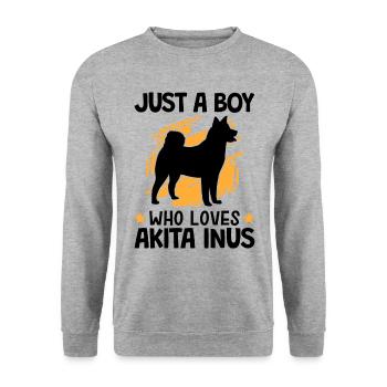 Le garçon de l’Akita Inu aime le Spitz japonais - Sweat-shirt Unisexe - gris chiné - Devant - Alina (178cm) & Michal (187cm)