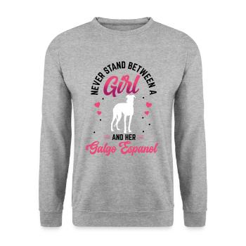 Ein Mädchen und ihr Galgo Espanol - Unisex Pullover - Weißgrau meliert - Vorne - Alina (178cm) & Michal (187cm)