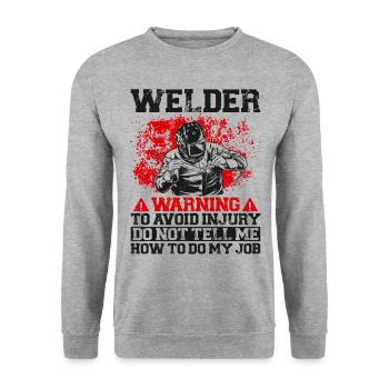 Welder Welding Vintage Welder - Unisex Pullover - Weißgrau meliert - Vorne - Alina (178cm) & Michal (187cm)