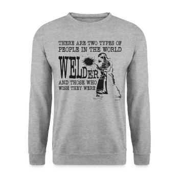 Welder Welding Vintage There Are - Unisex Pullover - Weißgrau meliert - Vorne - Alina (178cm) & Michal (187cm)