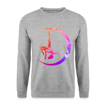 Retro Graphic Gymnast Gymnastics Acrobat Acrobatic - Unisex Pullover - Weißgrau meliert - Vorne - Alina (178cm) & Michal (187cm)