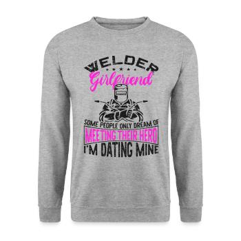 Welder Welding Vintage Welder - Unisex Pullover - Weißgrau meliert - Vorne - Alina (178cm) & Michal (187cm)