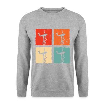 Retro Graphic Gymnast Gymnastics Acrobat Acrobatic - Unisex Pullover - Weißgrau meliert - Vorne - Alina (178cm) & Michal (187cm)