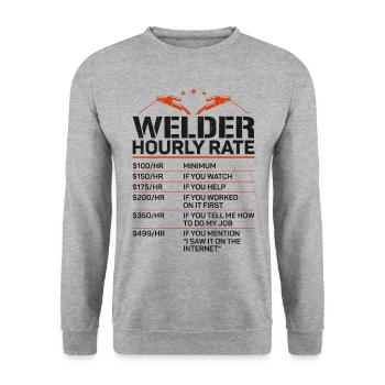 Welder Welding Vintage Welder - Unisex Pullover - Weißgrau meliert - Vorne - Alina (178cm) & Michal (187cm)