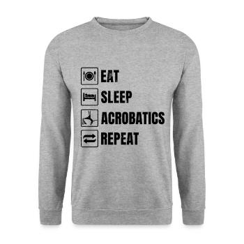 Eat Sleep Acrobatics Repeat Acrobat Gymnastics Gym - Unisex Pullover - Weißgrau meliert - Vorne - Alina (178cm) & Michal (187cm)